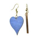 Kék vintage szív fa fülbevaló