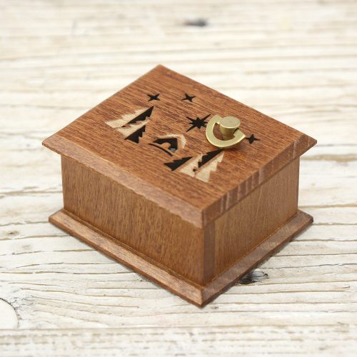 Silent Night, Stille Nacht wind-up music box antique pine