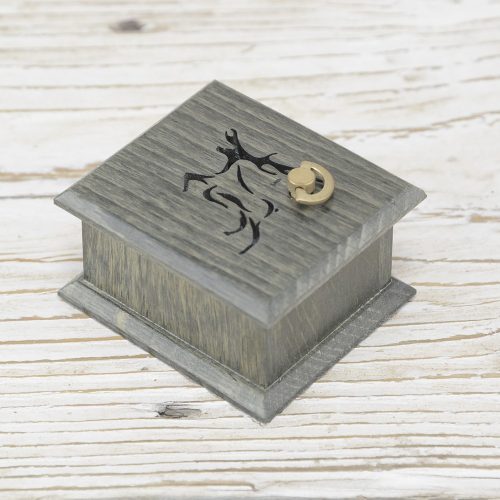 We Wish You a Merry Christmas wind-up music box olive green