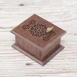 Brahms Lullaby wind-up music box mahogany