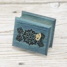 Brahms Lullaby wind-up music box turquoise