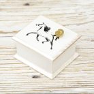 Beethoven Ode To Joy wind-up music box vintage white