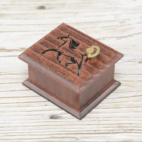 Beethoven Ode To Joy wind-up music box mahogany