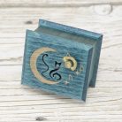 Moon River wind-up music box kitty cat turquoise